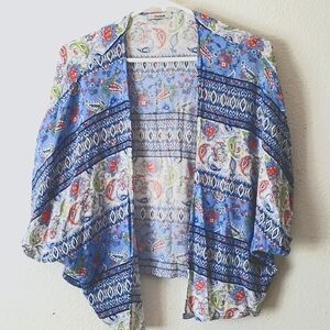 TEENBELL Paisley Printed Blue and Pink Short 👘 Kimono Size S